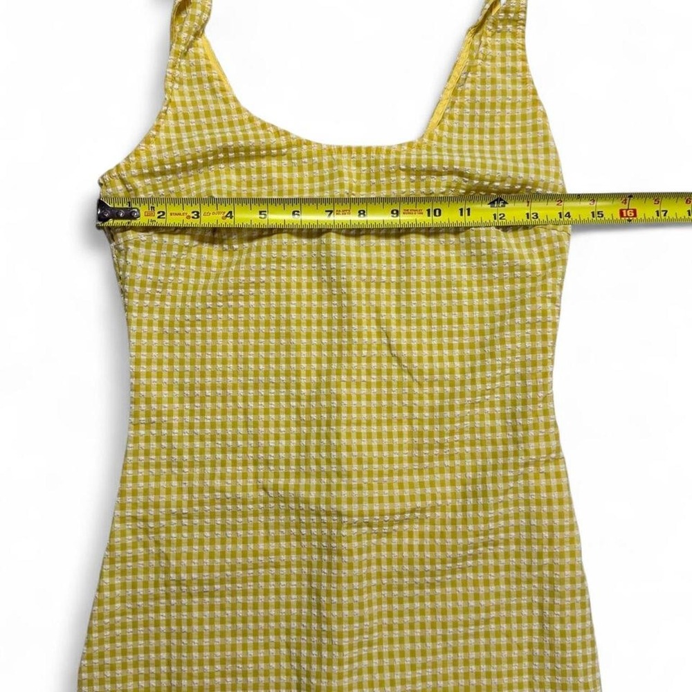 Urban Outfitters Yellow Gingham Seersucker Mini Dress Tie Strap Scoop Neck - Picture 5 of 7
